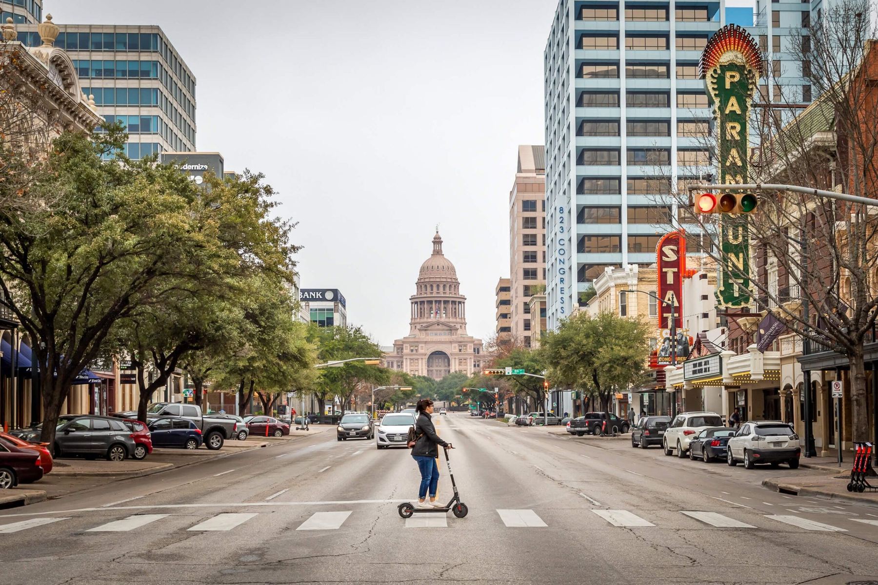 Congress Avenue and the Texas Capitol in Austin, TX