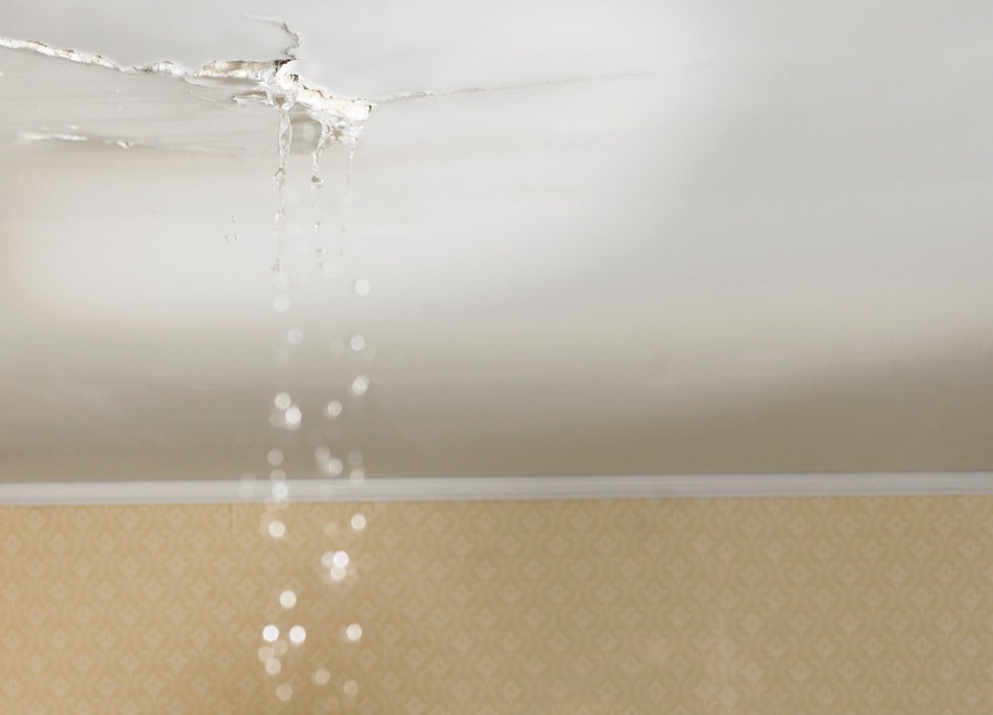 Water leaking from a ceiling