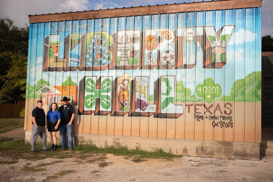 Vaquero Plumbing team at the Liberty Hill mural